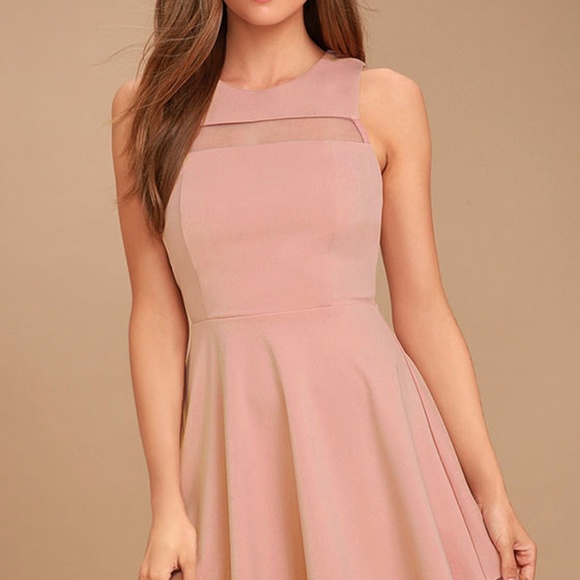 NWOT - Lulus Beige/Nude Mesh Skater Dress - Picture 2 of 4